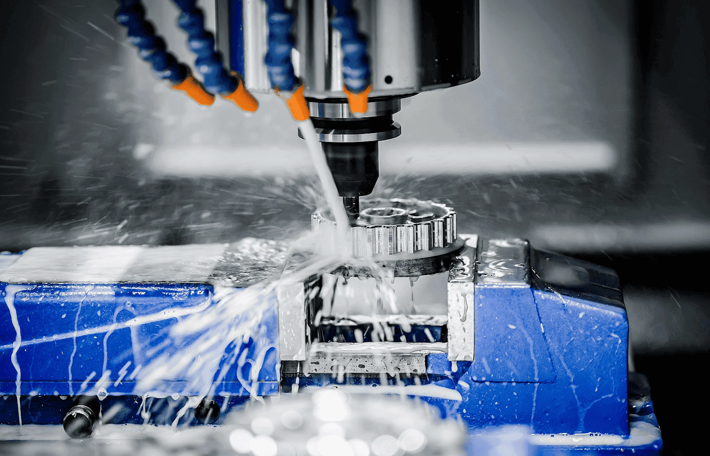 CNC milling process creating precision machined parts