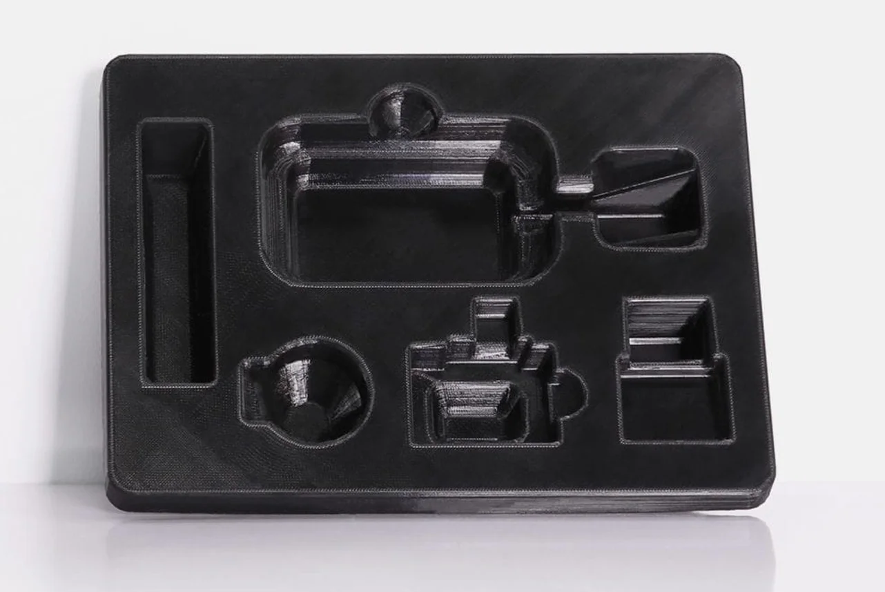 Black and white FDM PETG printed part