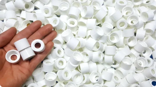 White injection molded plastic parts