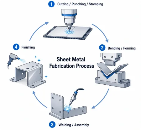 Sheet metal fabrication process diagram