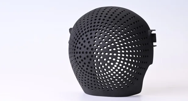 Contoured protective mask shell with an optimized ventilation matrix